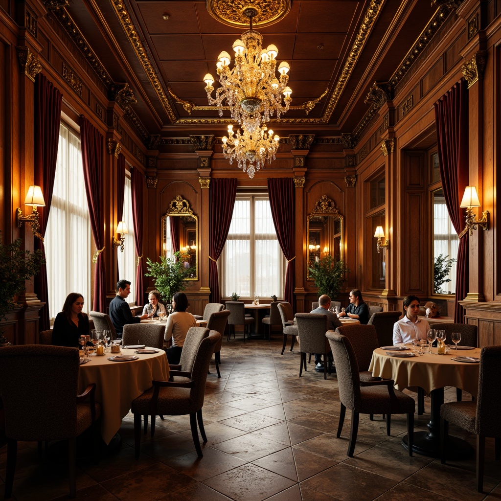 Prompt: \Elegant pub interior, rich wood paneling, ornate mirrors, crystal chandeliers, luxurious velvet drapes, intricate moldings, neoclassical columns, refined stone flooring, warm golden lighting, subtle ambient shadows, 1/2 composition, symmetrical framing, soft focus, realistic textures, subtle film grain.\