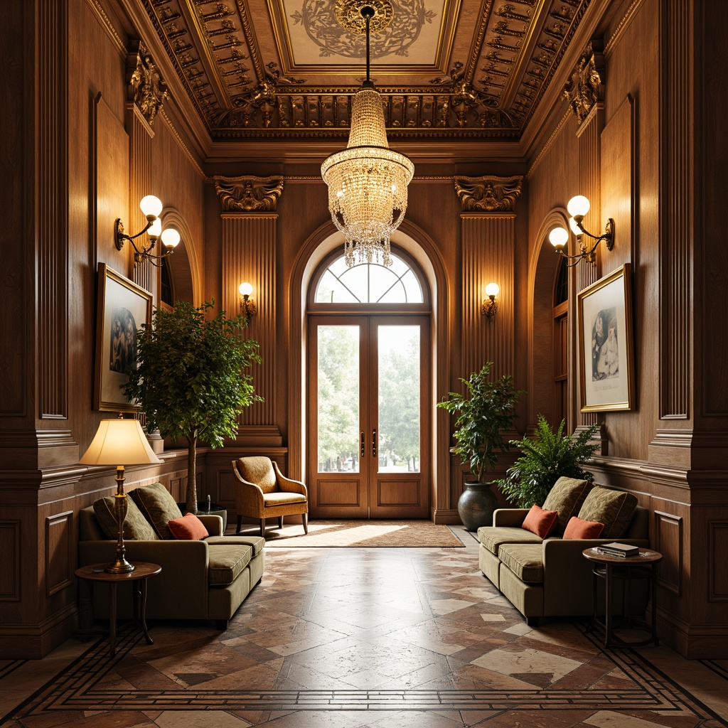 Prompt: Ornate architectural details, grand entranceways, luxurious furnishings, crystal chandeliers, marble floors, lavish textiles, metallic accents, intricate patterns, statement walls, lavish decorative elements, opulent materials, rich colors, indulgent atmosphere, warm golden lighting, shallow depth of field, 1/2 composition, realistic textures, ambient occlusion.