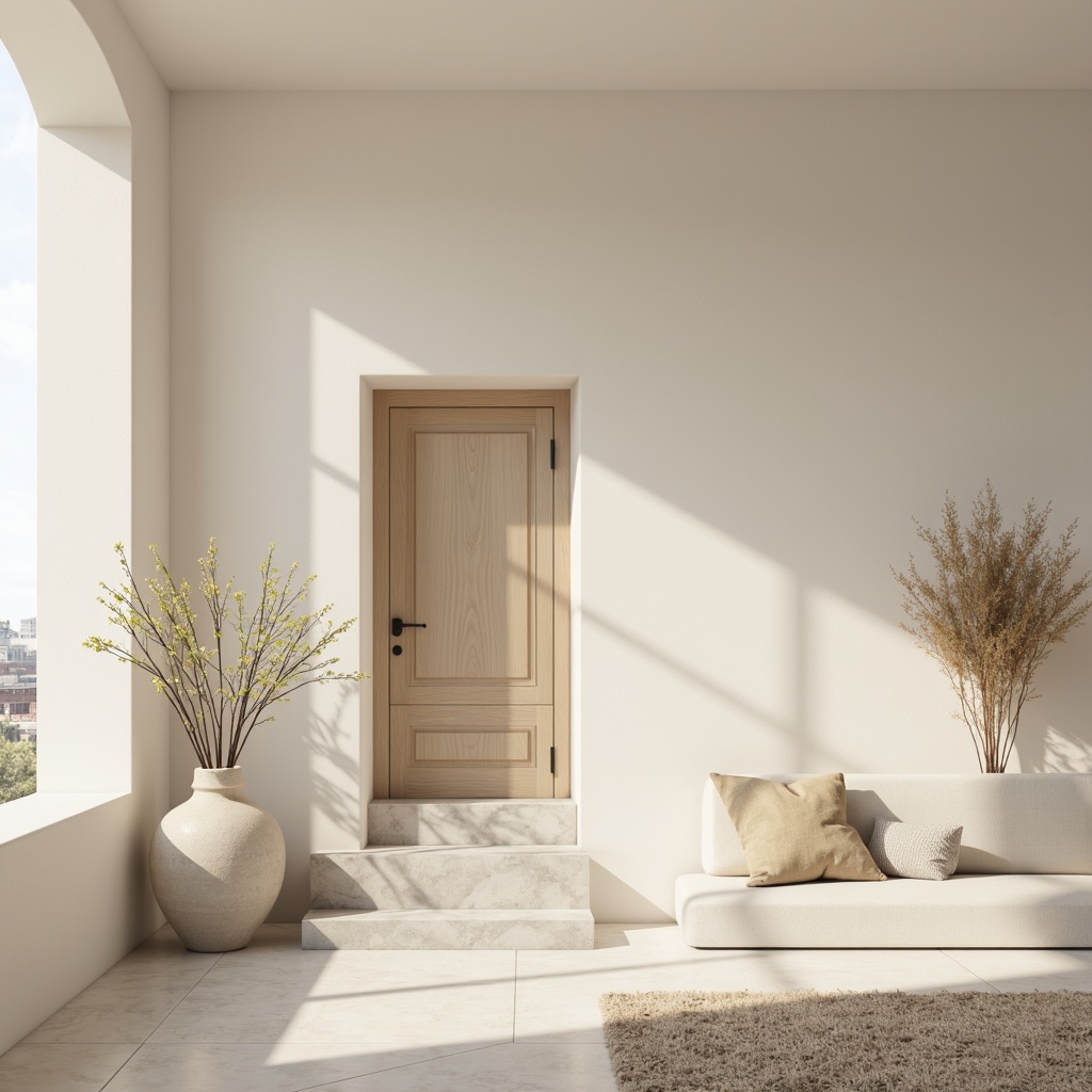 Prompt: Monochromatic interior, soft pastel hues, creamy whites, warm beiges, pale grays, taupe accents, natural textures, minimalist decor, clean lines, simple shapes, limited color scheme, calming atmosphere, soft diffused lighting, shallow depth of field, 1/1 composition, subtle gradations, realistic renderings.