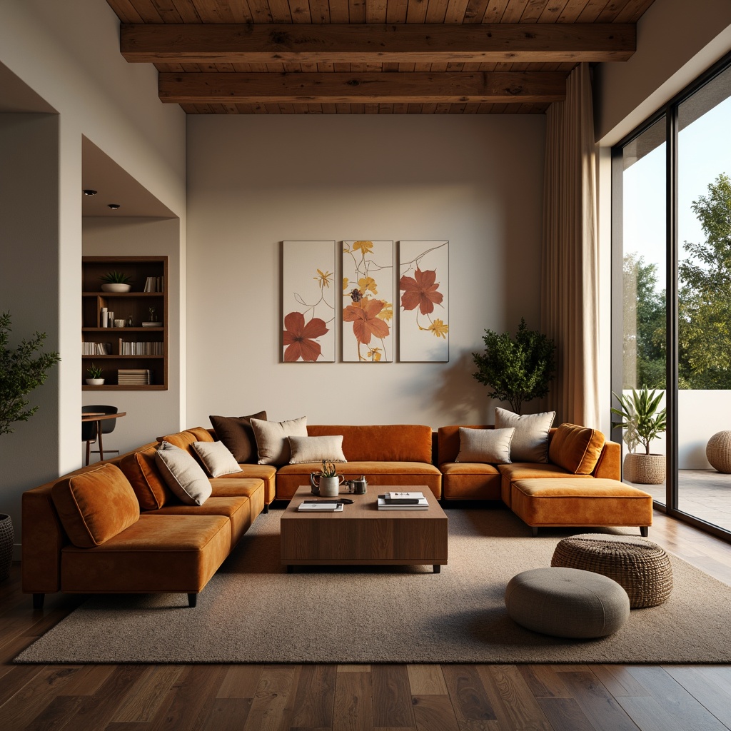 Prompt: Cozy living room, plush sectional sofa, velvet upholstery, wooden coffee table, minimalist decor, soft warm lighting, comfortable seating, ergonomic chairs, adjustable headrests, reclining mechanisms, storage ottomans, natural fiber rugs, woven baskets, ambient sound systems, 1/1 composition, shallow depth of field, realistic textures.