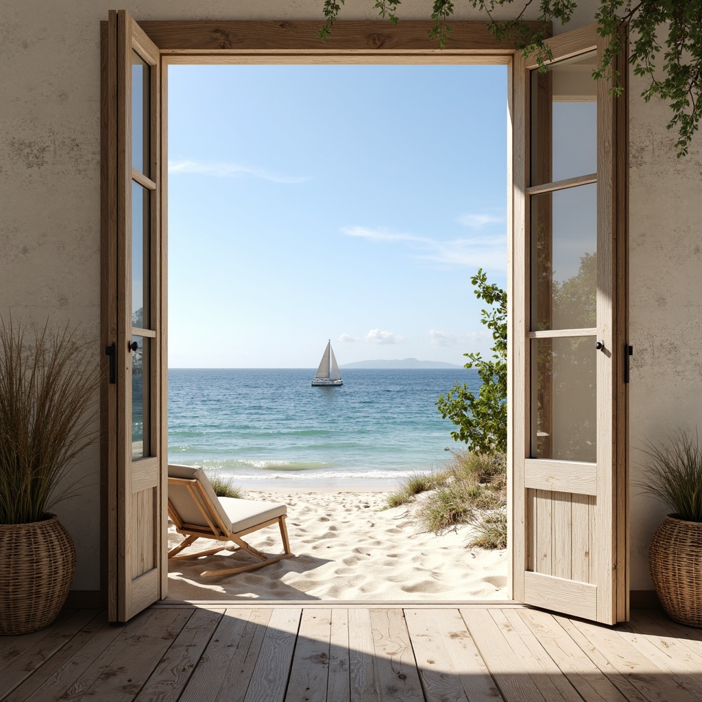 Prompt: Soft sandy beaches, calming ocean views, warm sunny days, driftwood accents, weathered stone walls, bleached wooden decks, nautical ropes, distressed finishes, sea-salt air, gentle waves, beachy textures, calming blues, soothing whites, creamy neutrals, muted greens, rusty reds, natural fibers, woven baskets, vintage nautical elements, classic sailboats, subtle gradients, harmonious contrast, 1/2 composition, soft warm lighting, shallow depth of field.