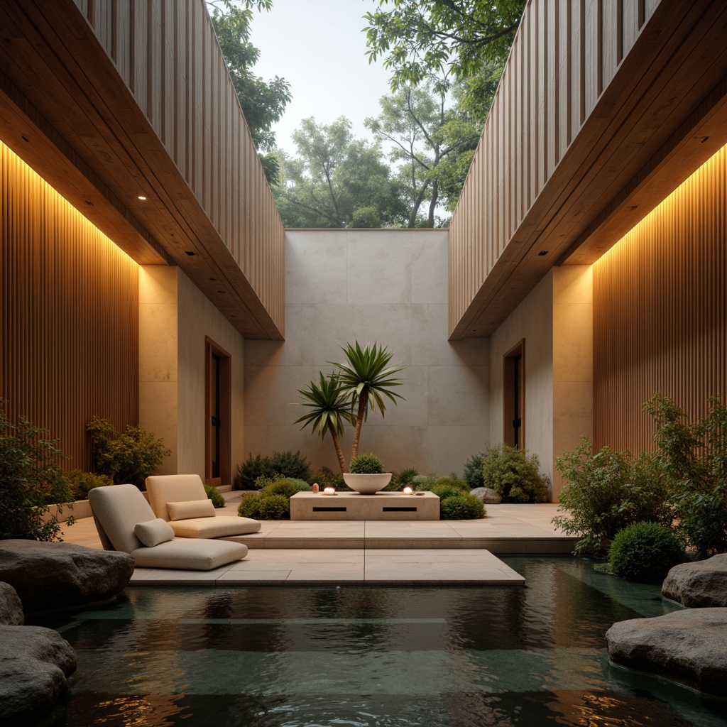 Prompt: Ethereal temple interior, soft warm glow, subtle LED lighting, minimalist decor, natural stone walls, wooden accents, calming ambiance, peaceful atmosphere, meditation areas, serene water features, lush greenery, gentle misting systems, soft focus photography, shallow depth of field, 1/2 composition, warm color palette, ambient occlusion, realistic textures.Let me know if you need any adjustments!