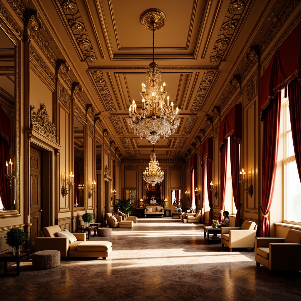 Prompt: Opulent ballroom, grand chandeliers, intricate moldings, gilded accents, rich velvet drapes, ornate mirrors, lavish furnishings, curved lines, sweeping arches, dramatic lighting, warm golden tones, soft focus, shallow depth of field, 1/1 composition, symmetrical arrangement, detailed textures, ambient occlusion.