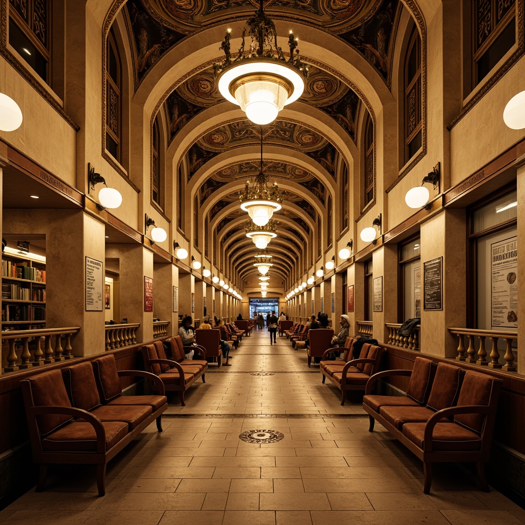 Prompt: Grandiose metro station, ornate chandeliers, warm golden lighting, classical stone columns, intricate mosaics, vintage train schedules, distressed wood benches, plush velvet seats, rich brown leather upholstery, polished bronze railings, elegant archways, ornamental metalwork, subtle wooden accents, soft warm atmosphere, shallow depth of field, 1/2 composition, realistic textures, ambient occlusion.