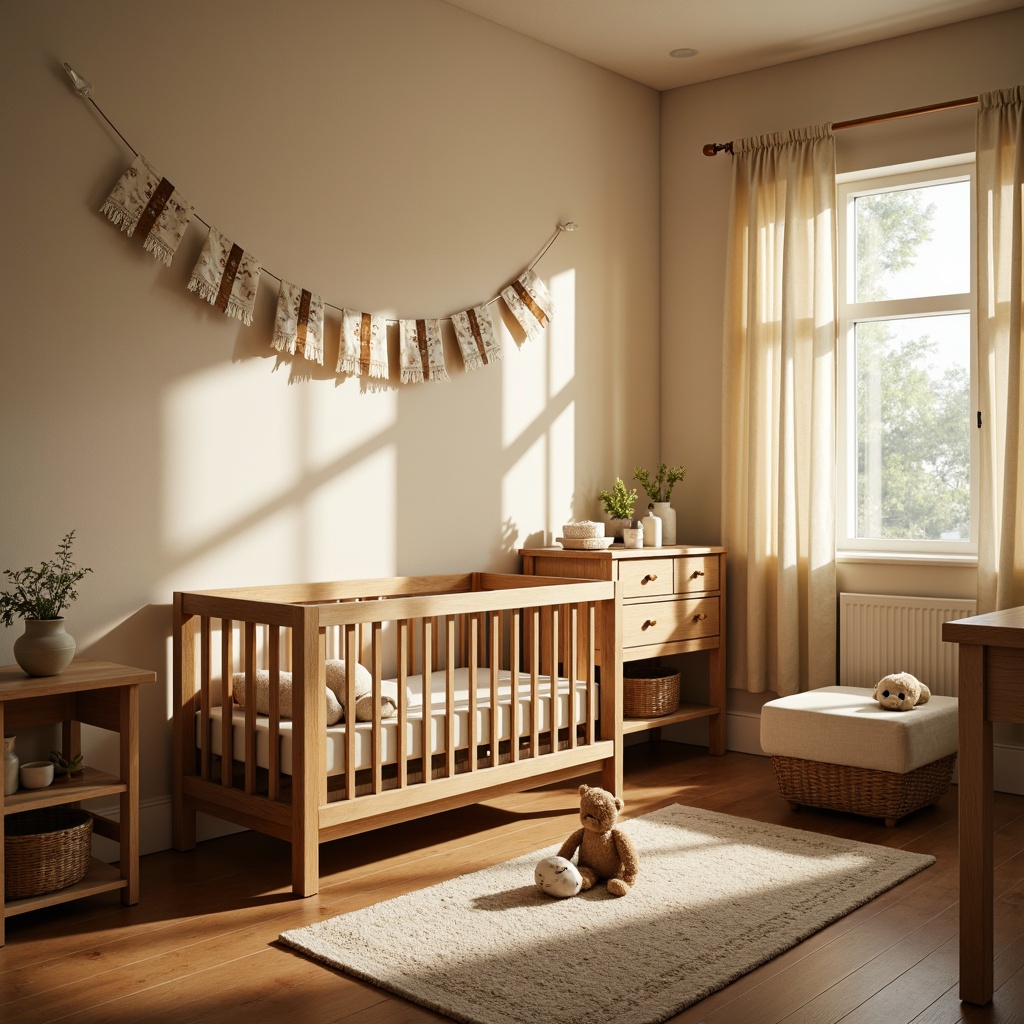 Prompt: Cozy baby room, vernacular style, wooden crib, soft toys, pastel color palette, warm beige walls, cream-colored curtains, vintage fabric patterns, lace trimming, gentle lighting, warm textures, plush area rug, natural wood flooring, rustic furniture, distressed finishes, earthy tones, soft focus, shallow depth of field, 1/1 composition, intimate atmosphere, tender moments.Please let me know if this meets your requirements!