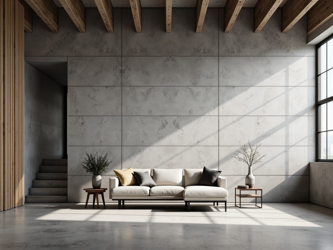 Prompt: Monochromatic background, clean lines, simple shapes, subtle texture variations, matte finishes, soft diffused lighting, neutral color palette, industrial materials, concrete walls, steel beams, wooden accents, minimal ornamentation, functional furniture, empty space emphasis, 1/1 composition, high-contrast shadows, realistic reflections, ambient occlusion.