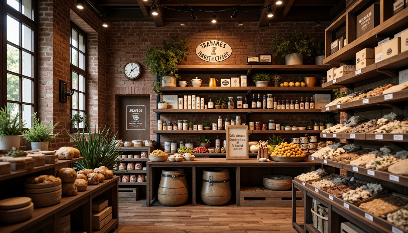 Prompt: Cozy traditional grocery store, warm wooden shelves, vintage-style signage, rustic brick walls, ornate metal fixtures, classic lantern lighting, nostalgic product packaging, abundant fresh produce, artisanal bakery section, gourmet cheese display, rustic wooden crates, earthy tone color scheme, soft natural lighting, shallow depth of field, 1/2 composition, realistic textures, ambient occlusion.