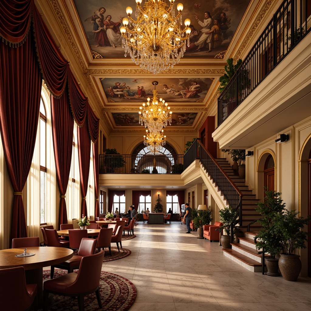 Prompt: Luxurious casino interior, ornate golden detailing, lavish crystal chandeliers, rich velvet drapes, intricate moldings, elegant marble floors, grandiose staircases, opulent furnishings, luxurious leather upholstery, classic columns, archways, Renaissance-inspired frescoes, warm soft lighting, shallow depth of field, 1/1 composition, realistic textures, ambient occlusion.