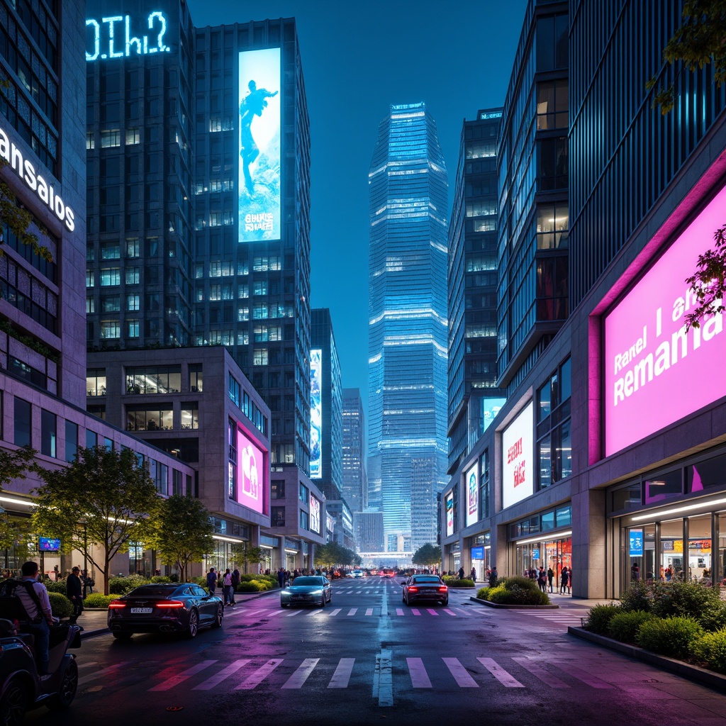 Prompt: Neon-lit cityscape, futuristic skyscrapers, iridescent holographic advertisements, metallic materials, chrome accents, LED lights, vibrant neon signs, electric blue hues, hot pink accents, luminescent greenery, glowing urban landscapes, sleek aerodynamic shapes, retro-futuristic aesthetic, cyberpunk inspirations, geometric patterns, fractal designs, 3D holographic projections, high-tech gadgetry, virtual reality interfaces, futuristic transportation systems, levitating cars, hyper-speed trains, atmospheric fog effects, cinematic lighting, shallow depth of field, 1/1 composition.