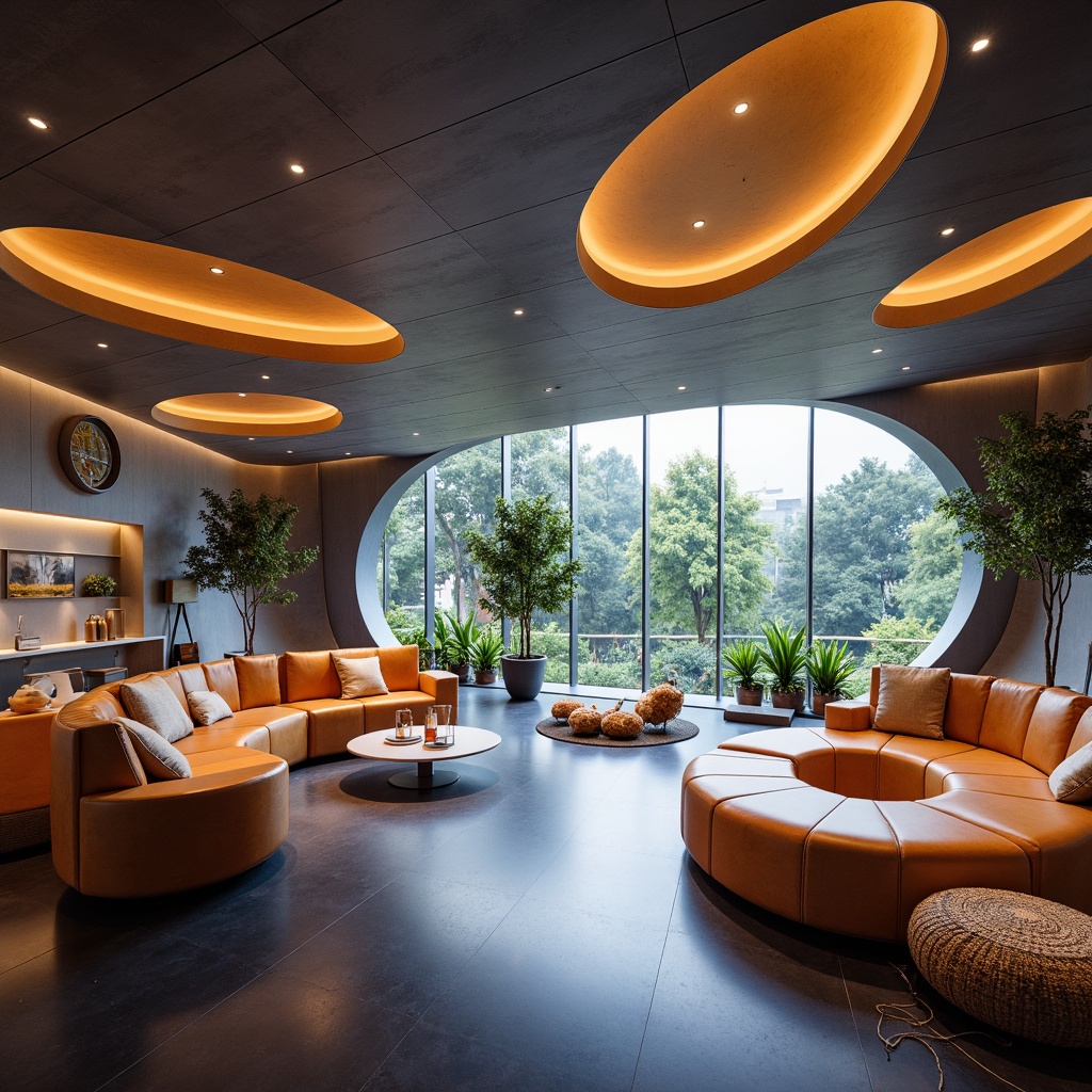 Prompt: Futuristic interior design, fibreglass materials, sleek curves, shiny surfaces, modern architecture, minimalist decor, ambient lighting, 1/1 composition, soft focus, realistic reflections, innovative textures, eco-friendly furniture, sustainable design solutions, curved lines, abstract patterns, vibrant color accents, spacious open layout, natural ventilation systems.