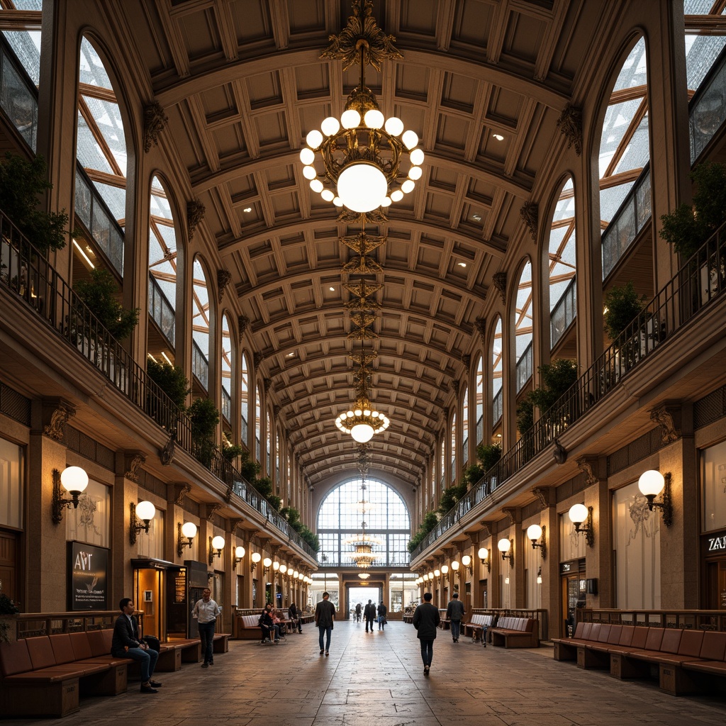 Prompt: Grand metro station, traditional architectural style, ornate stone carvings, intricate metalwork, vaulted ceilings, large chandeliers, classic columns, ornamental railings, wooden benches, vintage signage, richly patterned flooring, warm soft lighting, shallow depth of field, 1/1 composition, symmetrical framing, realistic textures, ambient occlusion.