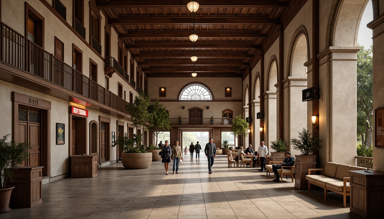 Prompt: Grand metro station, traditional architectural style, ornate details, elegant columns, high ceilings, marble flooring, polished granite walls, intricate moldings, decorative arches, rustic wooden accents, warm earthy tones, subtle lighting, soft shadows, classic furniture, vintage advertisements, nostalgic ambiance, shallow depth of field, 1/2 composition, realistic textures, ambient occlusion.