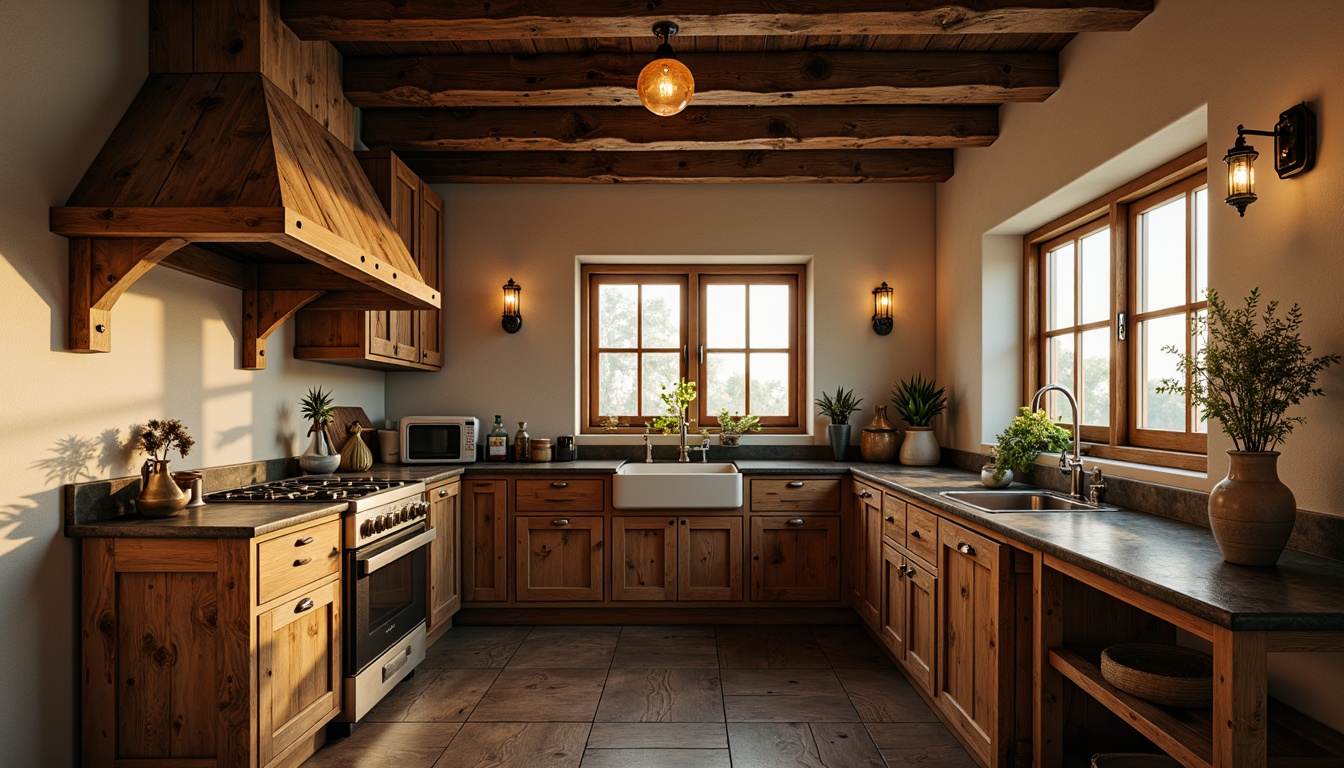 Prompt: Rustic kitchen, distressed wood cabinets, soft cream walls, vintage appliances, ornate metal fixtures, pendant lanterns, candlelight ambiance, warm golden lighting, subtle shadows, 1/1 composition, intimate atmosphere, realistic textures, ambient occlusion, softbox lights, under-cabinet lighting, island lighting, LED strip lights, crystal chandeliers.