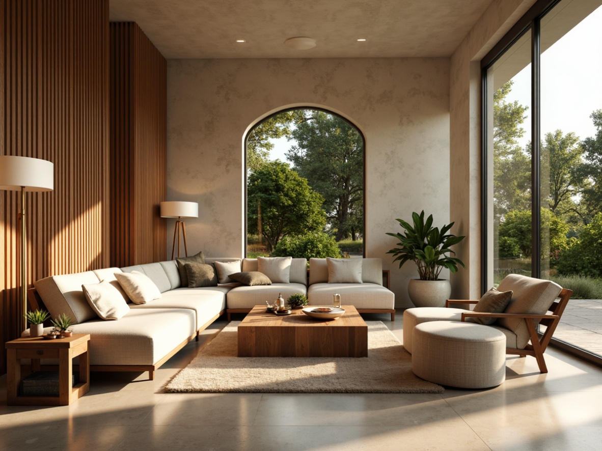 Prompt: Cozy living room, plush sofas, soft cushions, wooden coffee tables, elegant lamps, modern minimalist decor, warm beige walls, polished marble floors, large windows, natural light, lush greenery views, sunny afternoon, soft warm lighting, shallow depth of field, 3/4 composition, realistic textures, ambient occlusion.