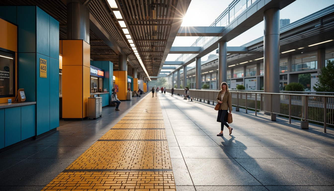 Prompt: Vibrant metro station interior, durable epoxy resin flooring, high-traffic resistance, slip-resistant surfaces, modern aesthetic design, geometric patterns, subtle color gradients, stainless steel railings, sleek LED lighting, bustling urban atmosphere, rush-hour commotion, morning sunlight streaming through skylights, shallow depth of field, 1/1 composition, realistic reflections, ambient occlusion.