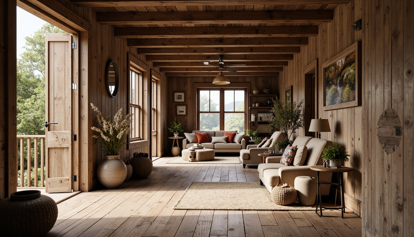 Prompt: Rustic entry farmhouse, wooden accents, vintage decor, earthy color palette, natural stone flooring, reclaimed wood planks, distressed finishes, wide plank floors, soft warm lighting, cozy atmosphere, traditional farmhouse architecture, classic country charm, natural textures, organic patterns, subtle color variations, 1/1 composition, shallow depth of field, realistic renderings.