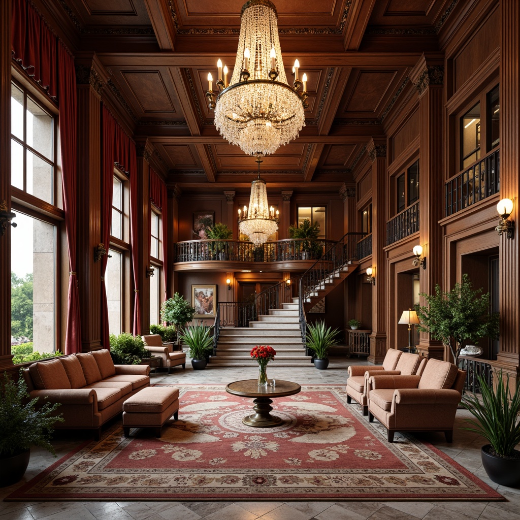 Prompt: Elegant Victorian-style mansion, ornate wooden furnishings, rich velvet drapes, intricate crystal chandeliers, polished marble floors, grand staircases, carved wooden paneling, lavish gold accents, refined upholstery, stately columns, majestic entrance halls, symmetrical facades, serene natural surroundings, overcast daylight, soft warm lighting, shallow depth of field, 1/1 composition, realistic textures, ambient occlusion.