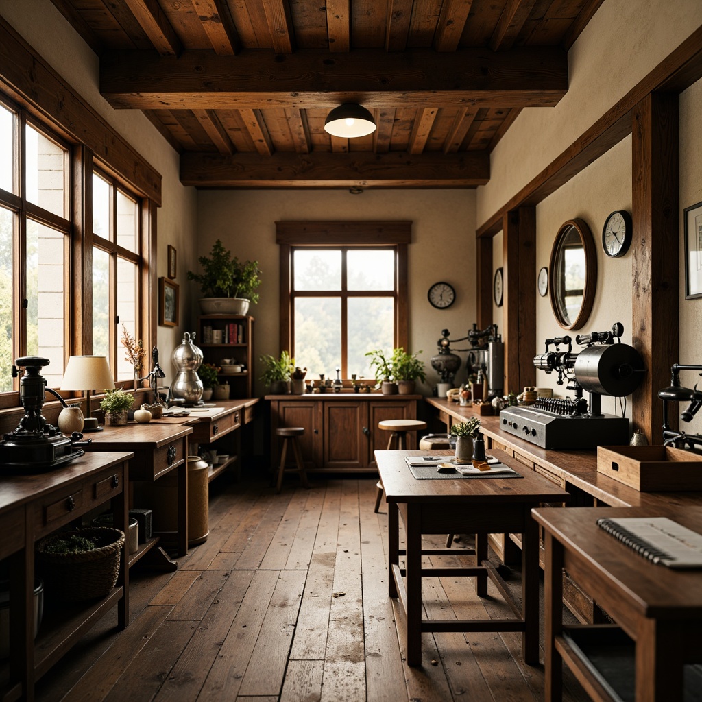 Prompt: Rustic wooden workshop, vintage machinery, distressed textures, earthy color palette, warm beige tones, rich walnut wood accents, industrial metal fixtures, worn leather aprons, nostalgic academic atmosphere, soft natural lighting, 1/1 composition, shallow depth of field, realistic wood grain, ambient occlusion.