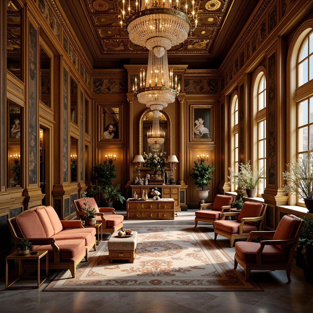 Prompt: Ornate storage room, lavish golden accents, intricately carved wooden furniture, velvet upholstery, gilded mirrors, crystal chandeliers, marble floors, ornamental vases, floral patterns, soft warm lighting, shallow depth of field, 1/1 composition, realistic textures, ambient occlusion.