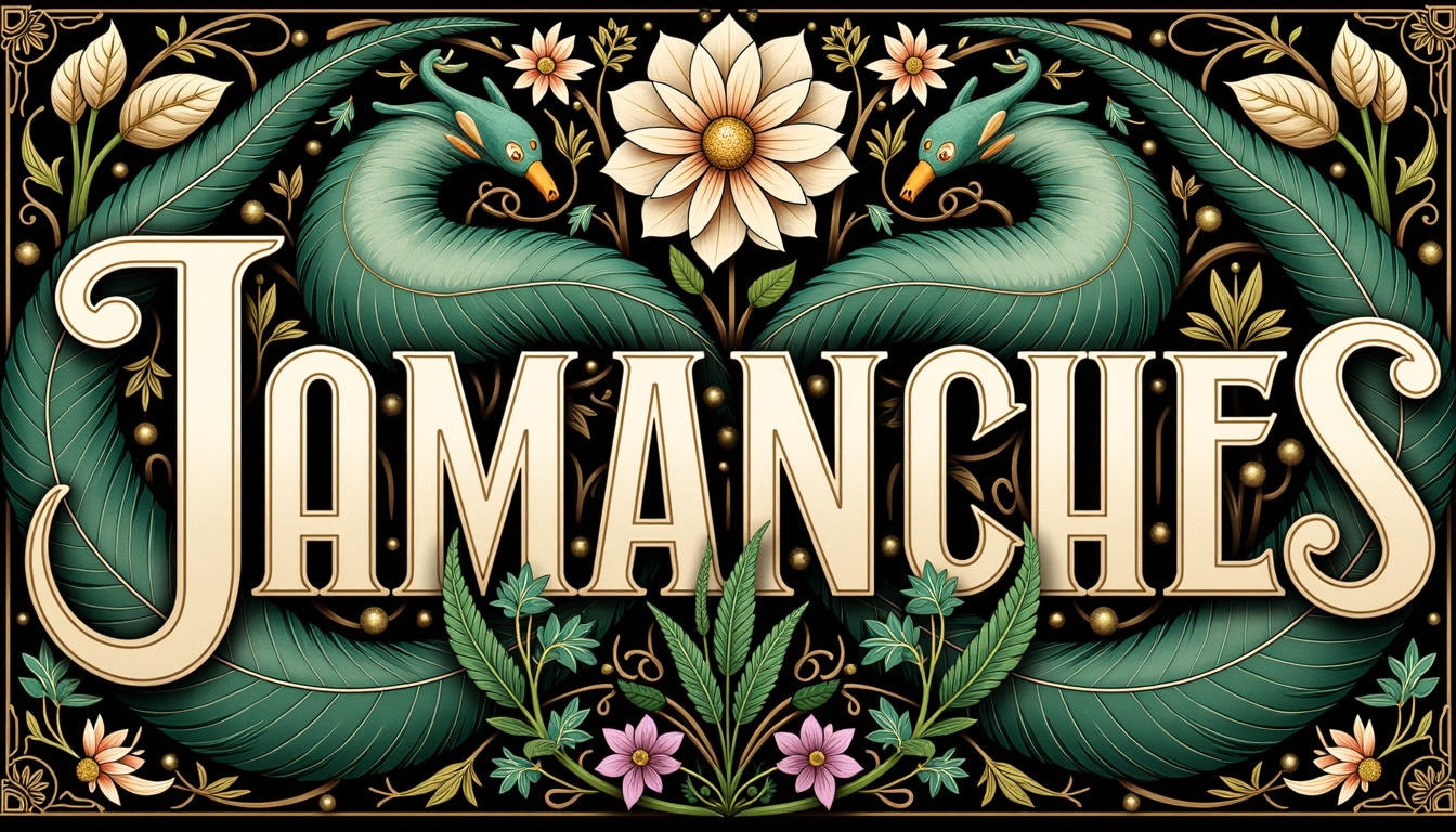 Prompt: Intricate Art Nouveau design, flowing organic lines, sinuous curves, ornate metalwork, luxurious fabrics, jewel-toned colors, emerald green, sapphire blue, amethyst purple, rich gold, creamy ivory, soft peach, velvety black, warm bronze, delicate florals, foliage patterns, ornamental typography, elegant script fonts, stylized botanical illustrations, whimsical fantasy creatures, dreamy atmospheric lighting, subtle gradient effects, intricate textures, high-contrast shading, realistic reflections, 1/1 composition, intimate close-up view.