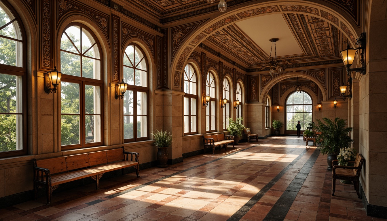 Prompt: Vintage metro station, traditional ornate details, grand high ceilings, rustic stone walls, worn wooden benches, classic lamp posts, intricate tile work, mosaic patterns, earthy tone color palette, terracotta flooring, polished marble surfaces, bronze metal accents, ornate railings, decorative archways, warm soft lighting, shallow depth of field, 1/2 composition, realistic textures, ambient occlusion.