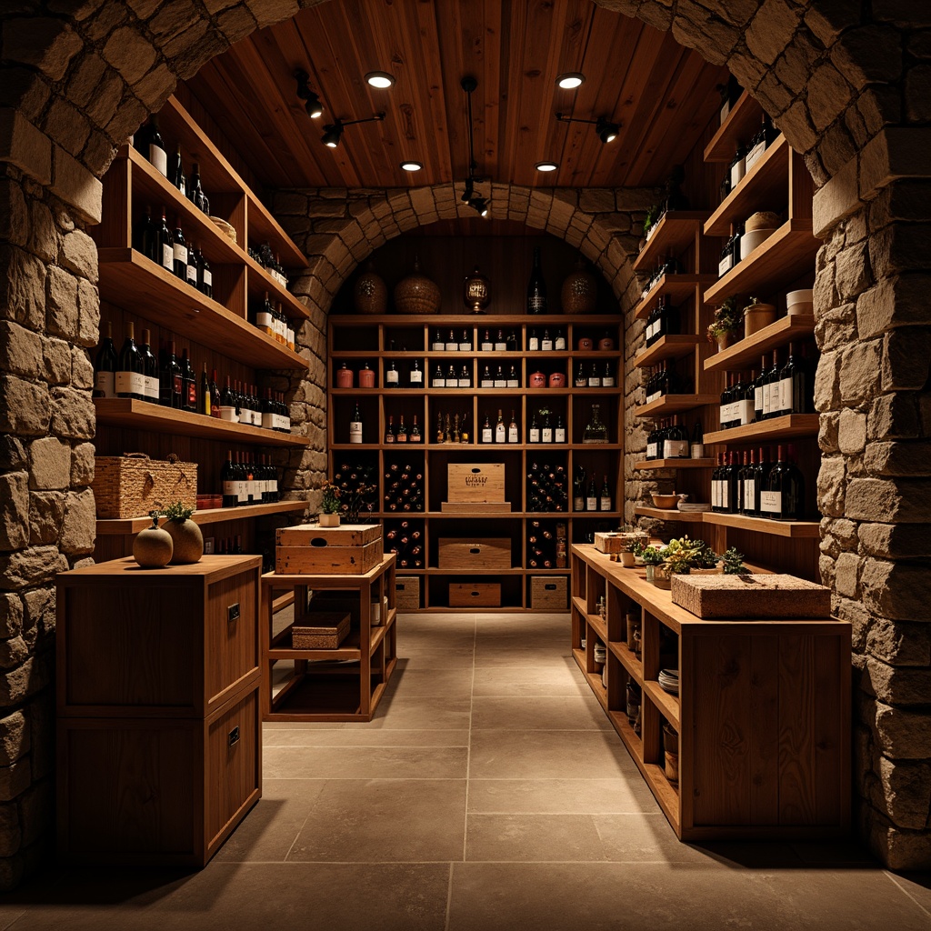 Prompt: Luxurious wine cellar, rich wood tones, dark stone walls, warm ambient lighting, sophisticated color scheme, earthy reds, deep berry hues, velvety blacks, creamy whites, metallic gold accents, rustic wooden crates, dimly lit shelves, elegant glassware, refined label designs, soft focus photography, shallow depth of field, 1/2 composition, realistic textures, subtle grain effect.