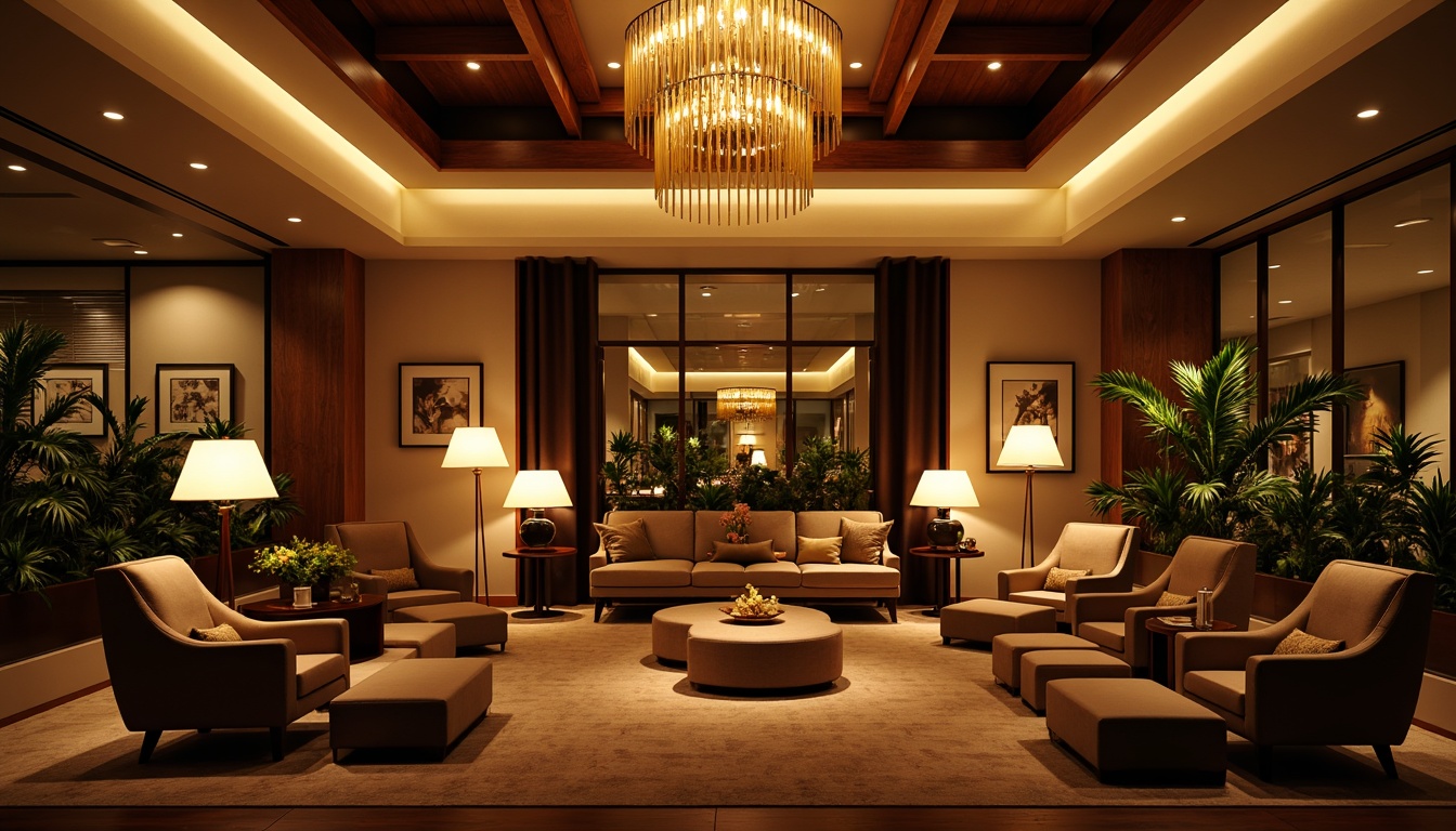 Prompt: Cozy hotel lobby, warm ambient lighting, soft glow, golden tones, plush furnishings, rich wood accents, elegant chandeliers, modern floor lamps, intimate seating areas, inviting color schemes, calming atmosphere, relaxing ambiance, warm white lighting, subtle shadows, 1/1 composition, shallow depth of field, realistic textures, ambient occlusion.