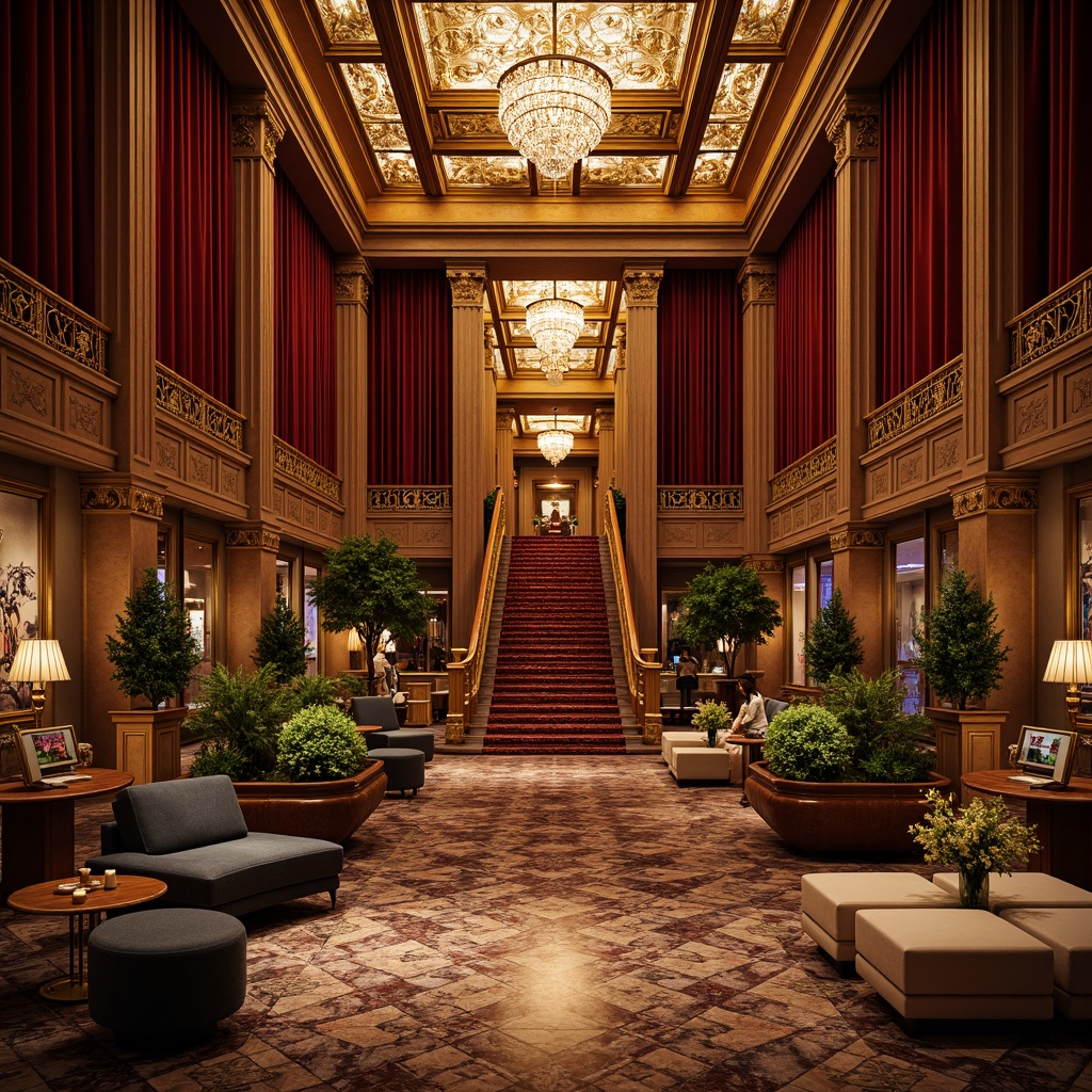 Prompt: Elegant casino interior, rich velvet drapes, ornate gold chandeliers, polished marble floors, lavish furnishings, intricate moldings, opulent crystal decorations, luxurious silk upholstery, sophisticated wood paneling, stately columns, grandiose staircases, majestic high ceilings, warm ambient lighting, soft focused spotlighting, 1/2 composition, shallow depth of field, realistic reflections.