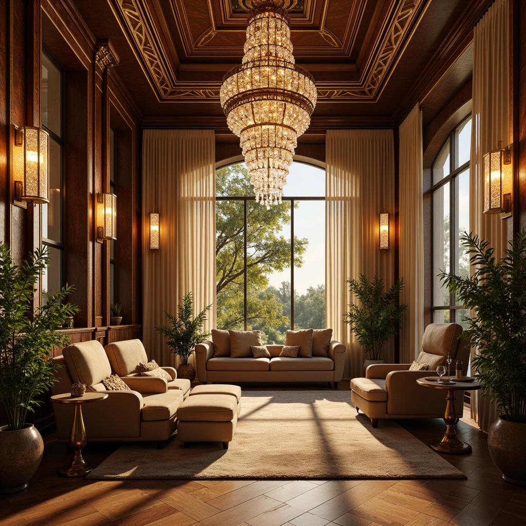 Prompt: Elegant luxury villa, grand crystal chandelier, warm golden lighting, soft velvety shadows, lavish furnishings, rich wood accents, ornate metalwork, majestic staircase, floor-to-ceiling windows, sheer silk drapes, shimmering silver leaf decorations, afternoon sunbeams, subtle gradient effects, 1/1 composition, cinematic lighting, high-contrast ratio, dramatic ambient occlusion.