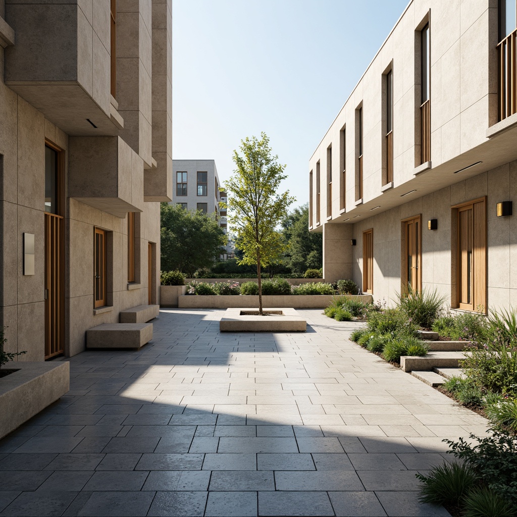 Prompt: Solemn memorial center, muted earth tones, gentle beige walls, soft gray stone floors, subtle blue accents, calming greenery, peaceful water features, natural wood textures, elegant bronze fixtures, understated modern architecture, serene outdoor spaces, warm afternoon lighting, shallow depth of field, 1/2 composition, realistic renderings, ambient occlusion.