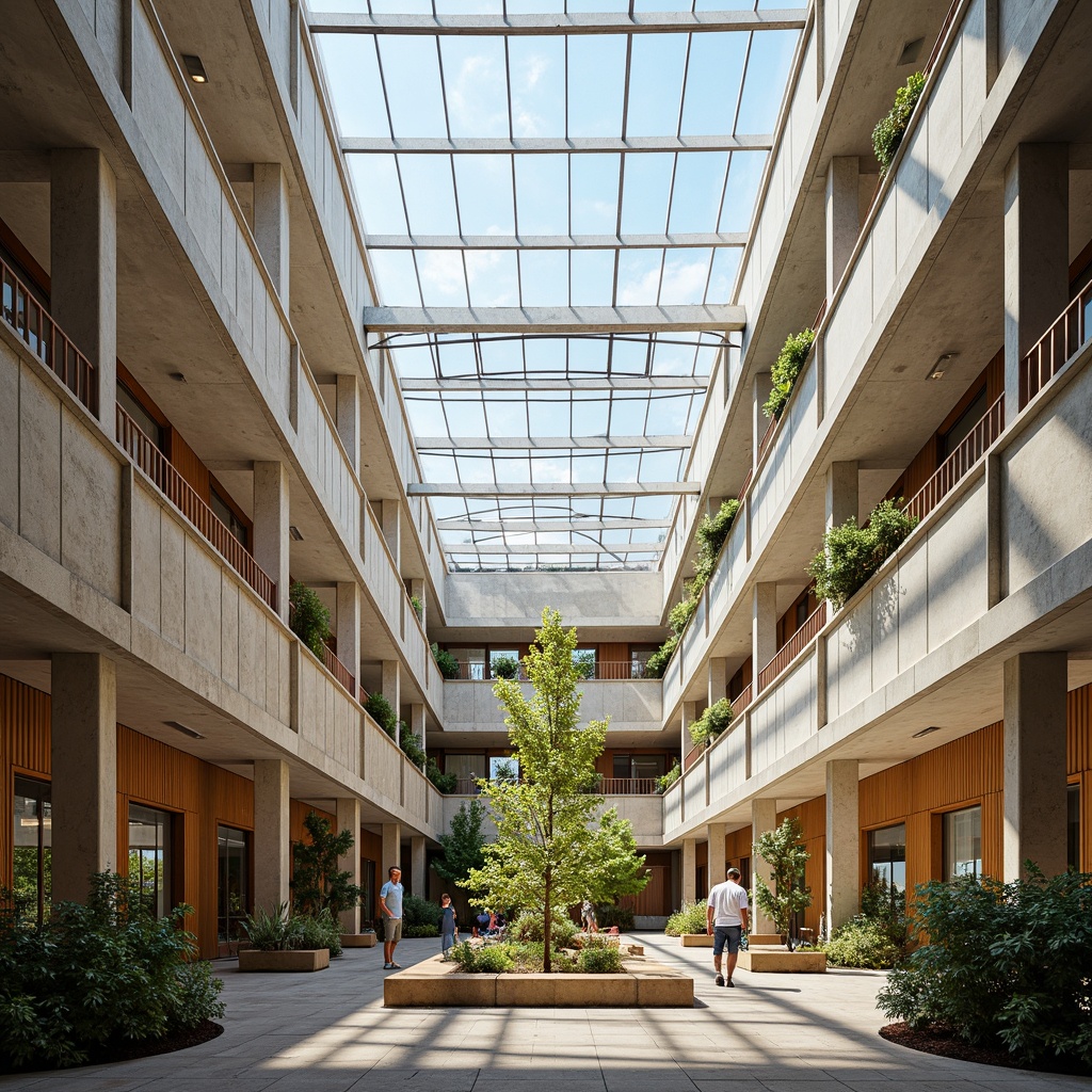 Prompt: Vibrant atrium, floor-to-ceiling windows, transparent glass roofs, open floor plans, reflective interior surfaces, minimal obstructions, clerestory windows, skylights, solar tubes, diffused natural light, warm color schemes, textured stone walls, wooden accents, minimalist decor, airy feel, shallow depth of field, 1/1 composition, panoramic view, realistic textures, ambient occlusion.