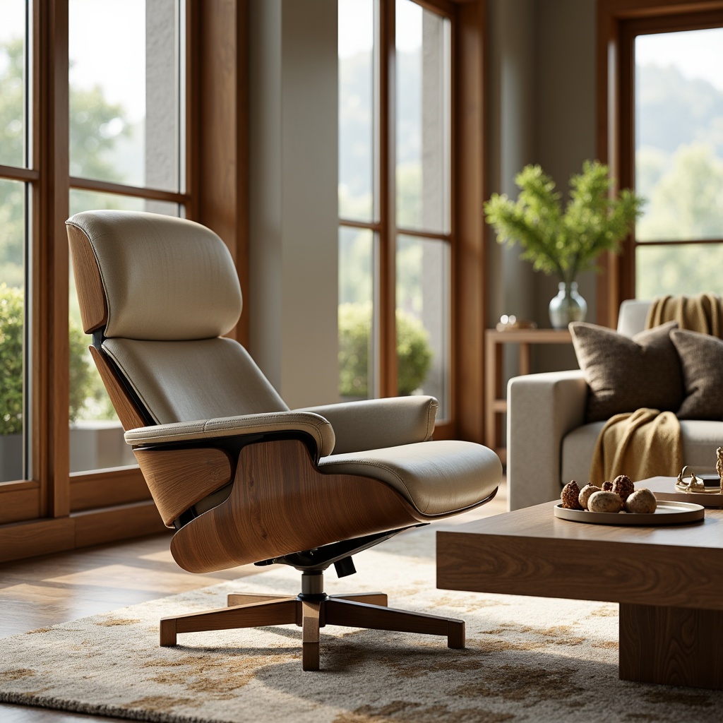 Prompt: Ergonomic chair, soft cushioning, natural wood frames, minimalist metal legs, comfortable seating, adjustable armrests, reclining mechanisms, cozy throw blankets, warm ambient lighting, earthy color palette, textured upholstery, plush carpets, modern living room setting, large windows, sunny afternoon, shallow depth of field, 1/1 composition, realistic textures, ambient occlusion.