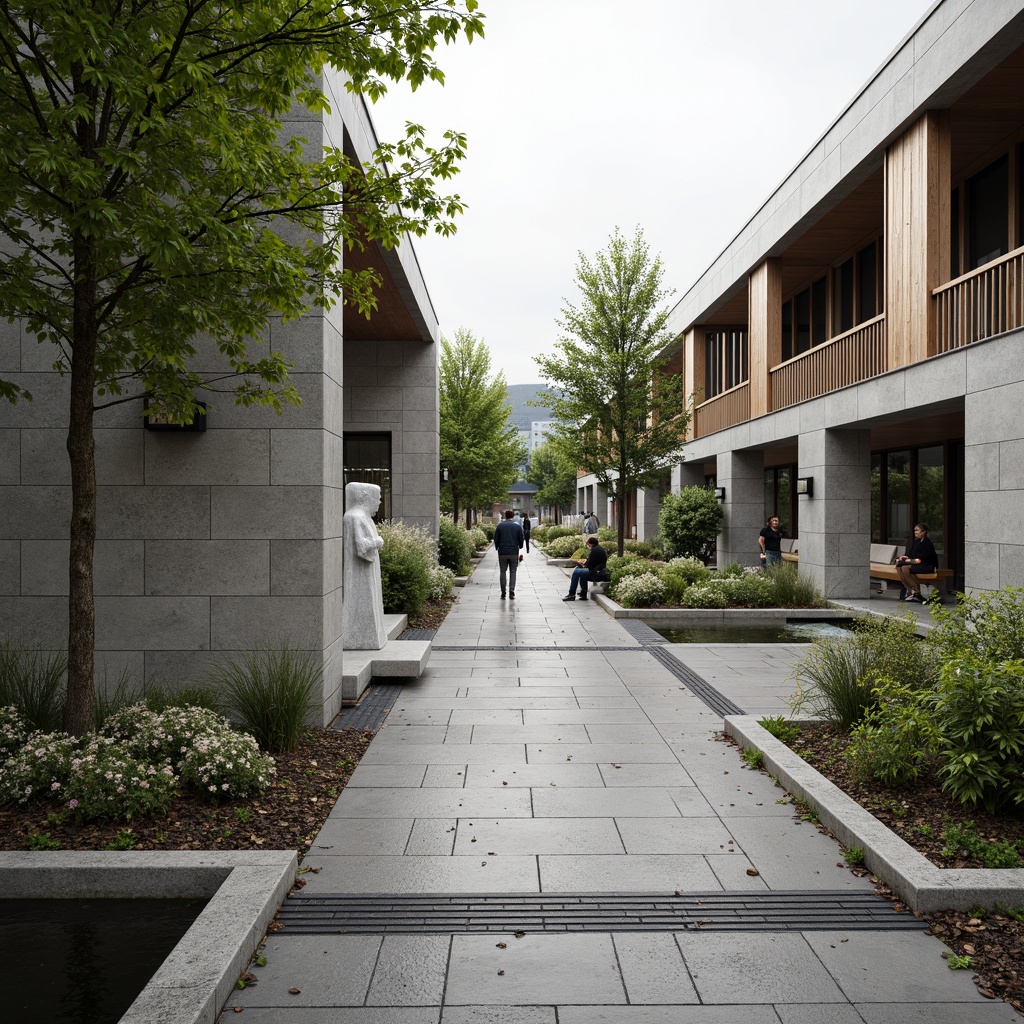 Prompt: Solemn memorial center, muted earth tones, soft grey stones, weathered wood accents, gentle greenery, somber monument sculptures, quiet water features, serene natural surroundings, dignified architectural design, subtle lighting effects, shallow depth of field, 2/3 composition, panoramic view, realistic textures, ambient occlusion.Please let me know if you need any adjustments or modifications!