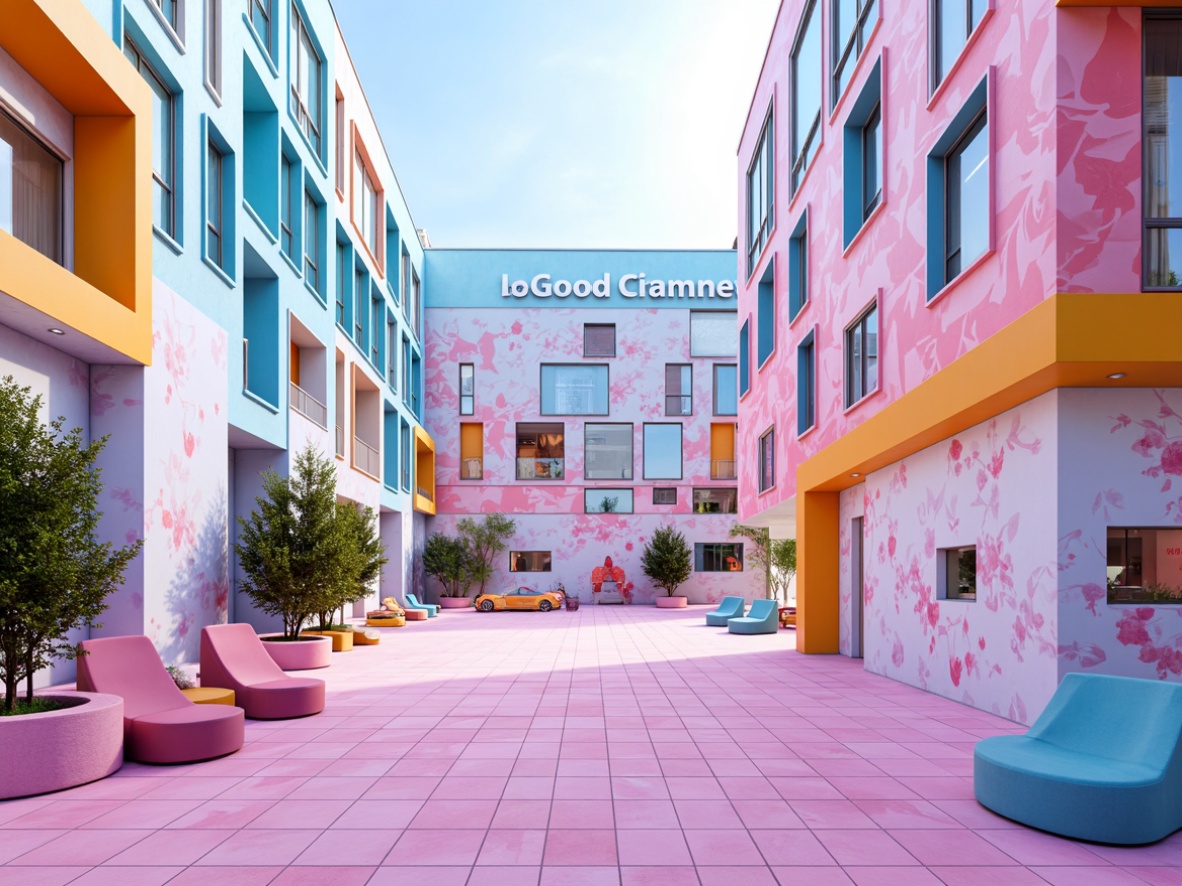 Prompt: Vibrant modern design, bold typography, eclectic color scheme, pastel hues, neon accents, metallic finishes, subtle gradients, abstract shapes, futuristic aesthetic, high-tech feel, sleek lines, minimalist composition, bright and airy atmosphere, soft natural lighting, 3/4 frame, shallow depth of field, panoramic view.