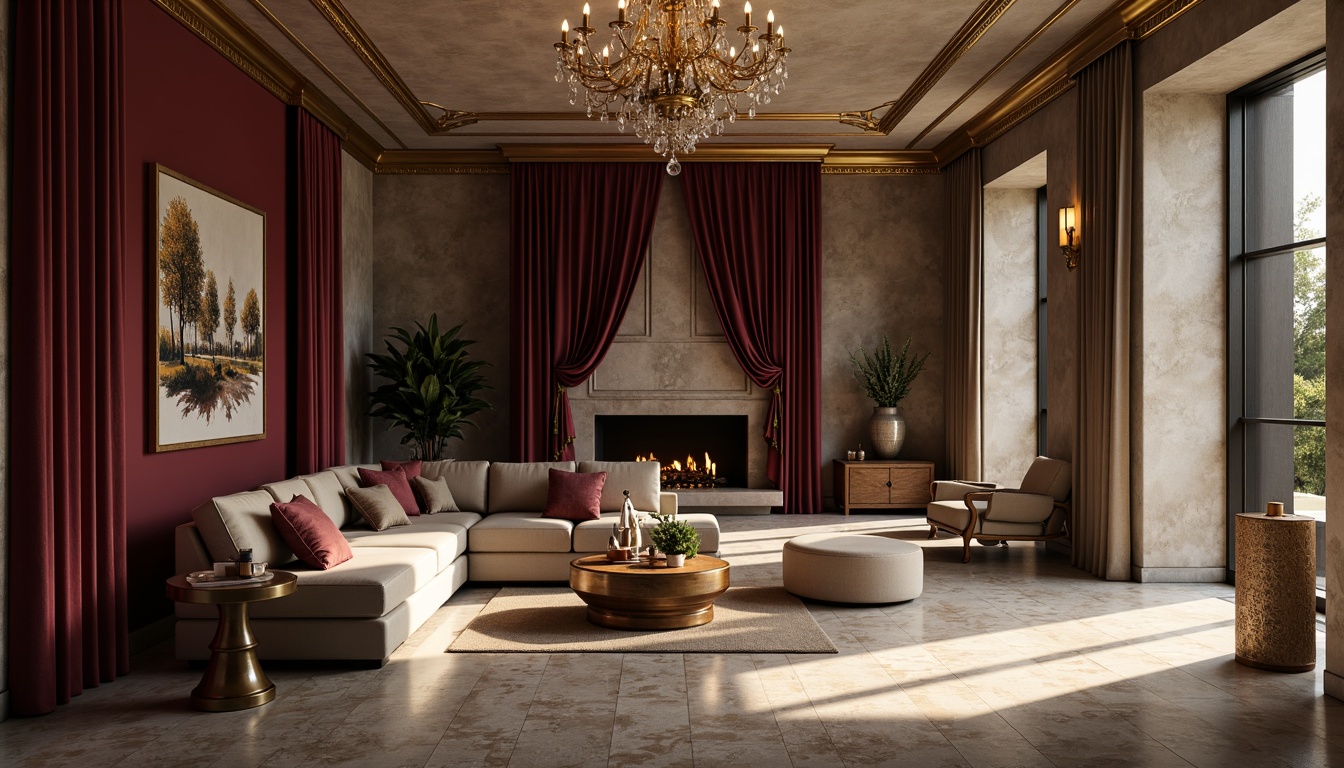 Prompt: Rich velvet fabrics, luxurious golden accents, soft creamy whites, deep berry wine tones, subtle charcoal grays, warm beige textures, ornate metallic details, lavish crystal chandeliers, opulent marble floors, sophisticated minimalist backgrounds, moody atmospheric lighting, cinematic composition, dramatic shadows, realistic reflections, high-end luxury lifestyle, intimate cozy ambiance.