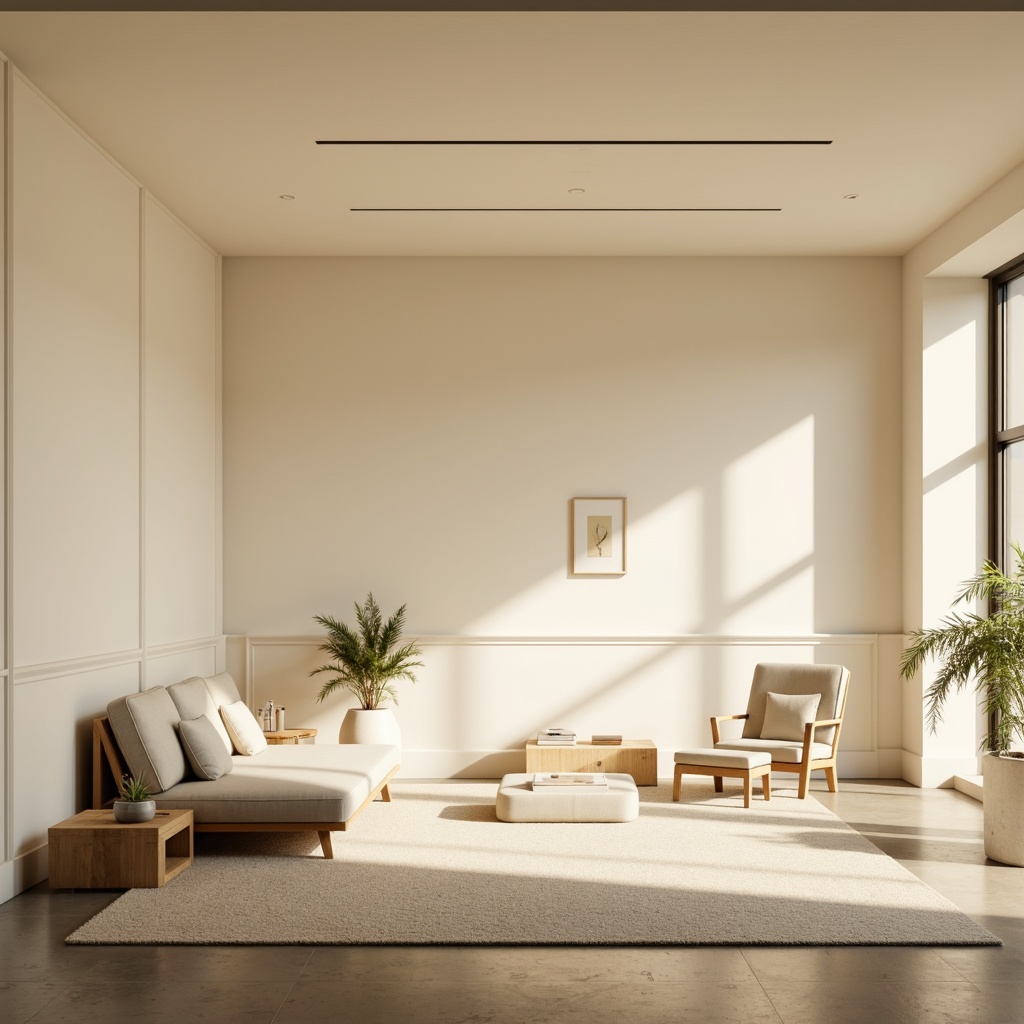 Prompt: Minimalist interior, soft warm lighting, creamy whites, subtle shadows, sleek lines, sparse decor, polished concrete floors, minimalist furniture, geometric shapes, ambient occlusion, shallow depth of field, 1/2 composition, softbox lights, LED strips, hidden light sources, warm color temperature, gentle gradient effects, calm atmosphere, peaceful ambiance.