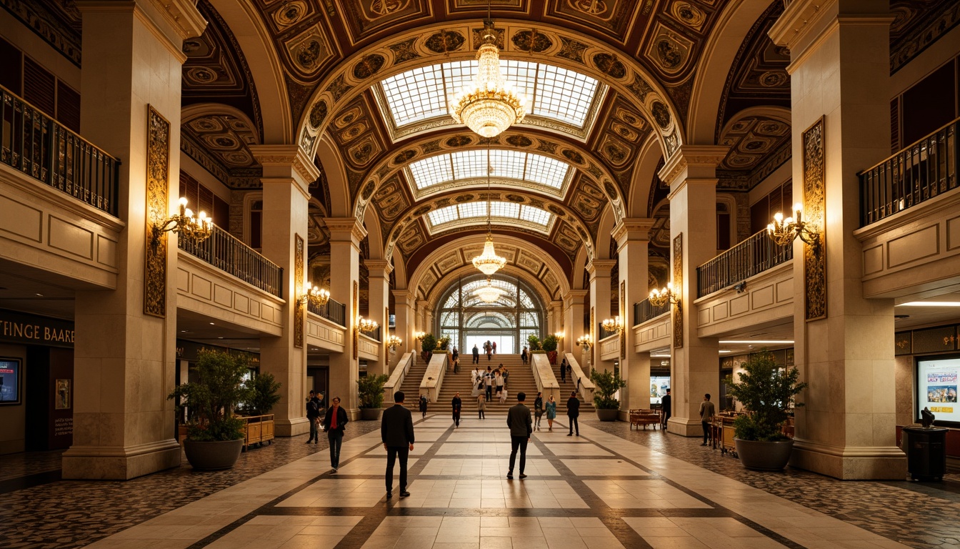 Prompt: Grandiose metro station, ornate detailing, intricate carvings, gilded accents, Baroque-inspired architecture, sweeping arches, grand staircases, marble floors, vaulted ceilings, dramatic chandeliers, luxurious materials, rich textures, warm golden lighting, shallow depth of field, 1/1 composition, symmetrical framing, high-contrast rendering, realistic reflections, ambient occlusion.