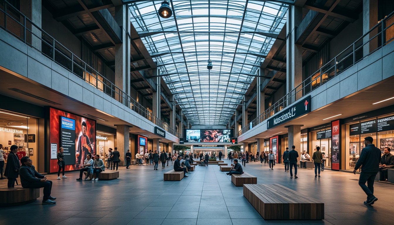 Prompt: Modern train station, sleek glass ceilings, stainless steel pillars, bright LED lighting, dynamic digital displays, clear wayfinding signs, intuitive navigation systems, comfortable waiting areas, rustic wooden benches, vibrant colorful accents, urban cityscape views, busy pedestrian traffic, morning rush hour atmosphere, shallow depth of field, 1/2 composition, realistic textures, ambient occlusion.