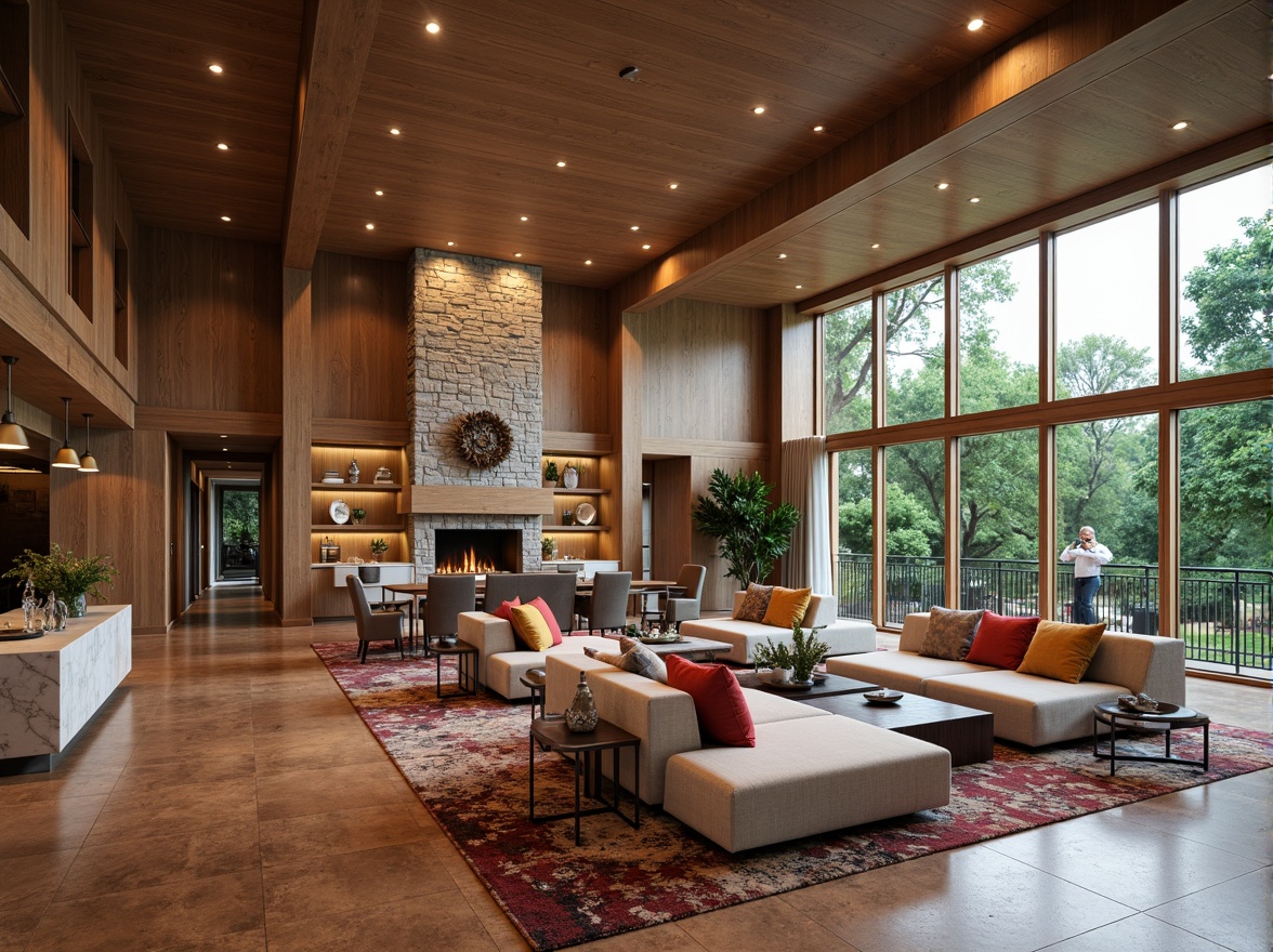 Prompt: Luxurious living room, rich wooden flooring, soft plush carpets, velvety smooth walls, elegant marble countertops, glossy ceramic tiles, sophisticated pendant lighting, comfortable sectional sofas, vibrant colorful throw pillows, natural stone fireplaces, floor-to-ceiling windows, abundant natural light, 1/2 composition, warm cozy atmosphere, inviting textures, subtle color palette.