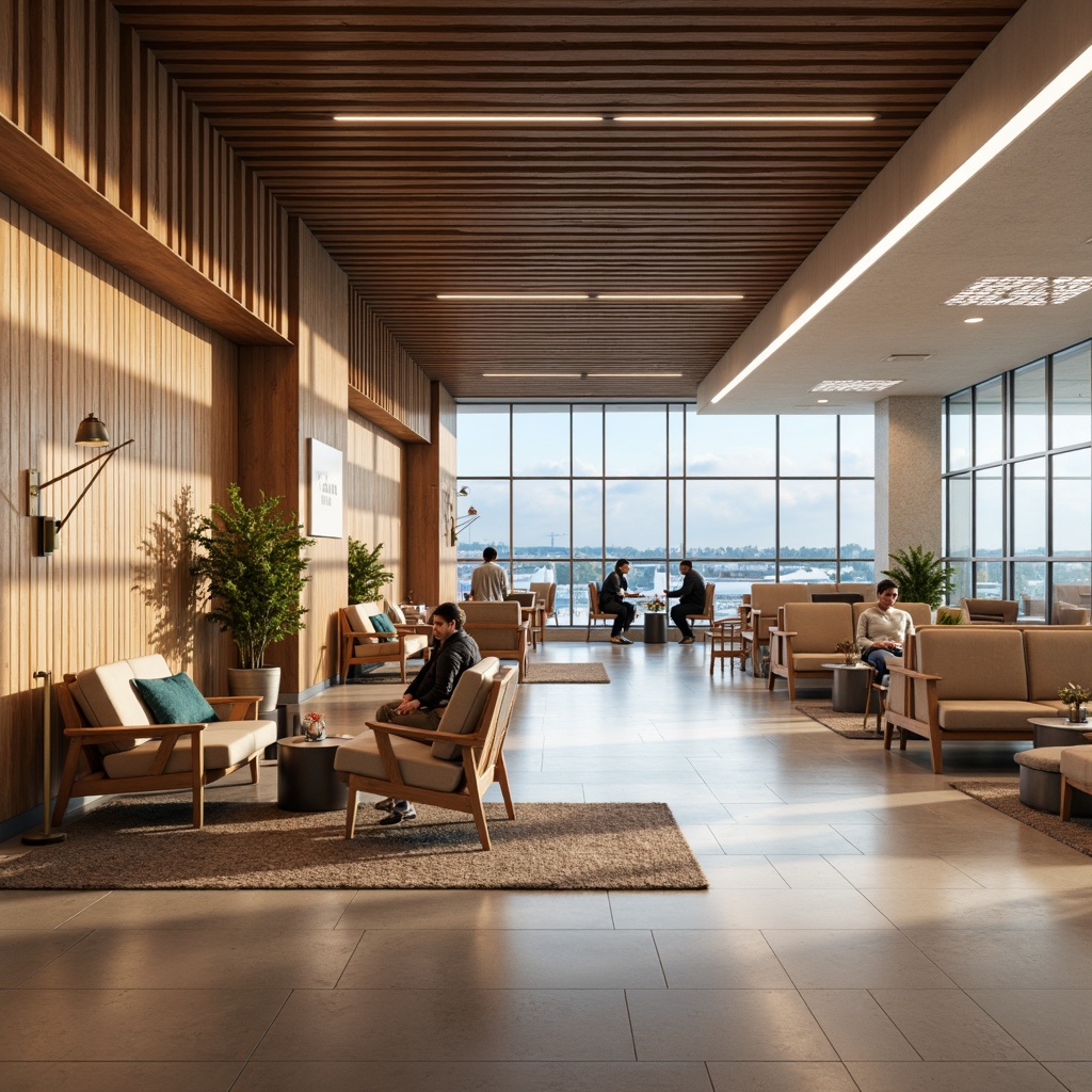 Prompt: Airport lounge, Nordic-inspired furniture, minimal ornamentation, light wood tones, sleek metal frames, comfortable seating areas, warm ambient lighting, cozy textiles, natural materials, functional decor, Scandinavian color palette, calm atmosphere, soft background noise, 1/1 composition, realistic reflections, subtle animations.Please let me know if this meets your requirements!