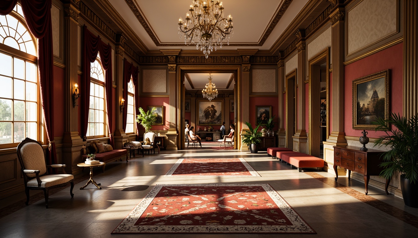 Prompt: Elegant mansion, high ceilings, ornate moldings, crystal chandeliers, marble floors, luxurious carpets, velvet drapes, gilded frames, antique furniture, rich wood tones, intricate carvings, subtle aromas, soft warm lighting, shallow depth of field, 3/4 composition, panoramic view, realistic textures, ambient occlusion.