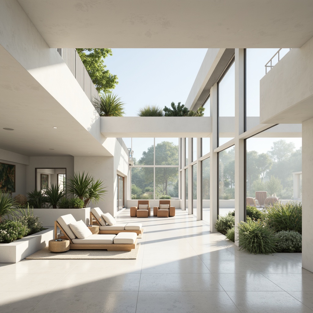 Prompt: Bright airy interior, large windows, sliding glass doors, minimal obstructions, reflective surfaces, light-colored walls, polished marble floors, clerestory windows, skylights, open floor plans, minimalist decor, green roofs, solar tubes, tubular daylighting devices, indirect lighting, soft warm glow, 1/1 composition, realistic textures, ambient occlusion.