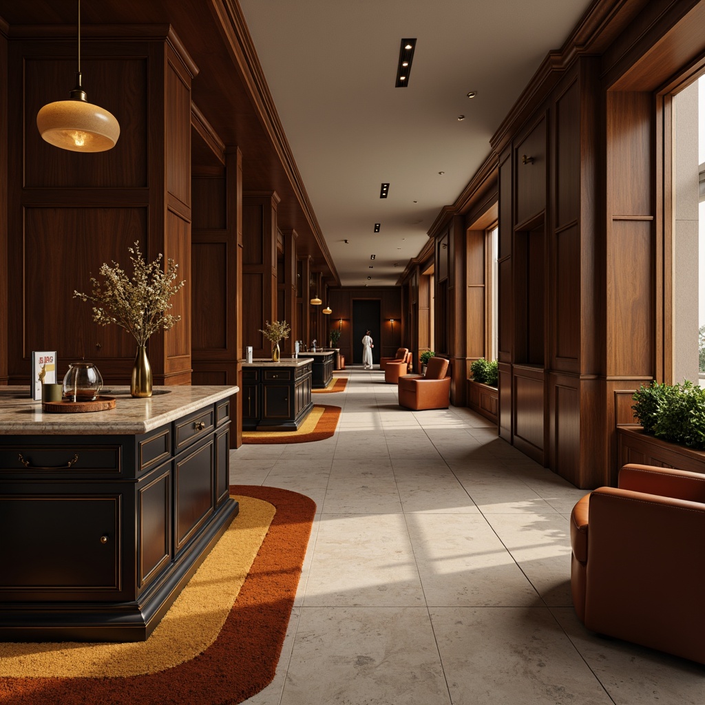 Prompt: Luxurious interior space, high-end material finishes, rich wood tones, polished marble countertops, metallic accents, velvety soft carpets, matte black fixtures, ambient warm lighting, subtle texture variations, 1/1 composition, shallow depth of field, realistic reflections, soft focus blur.