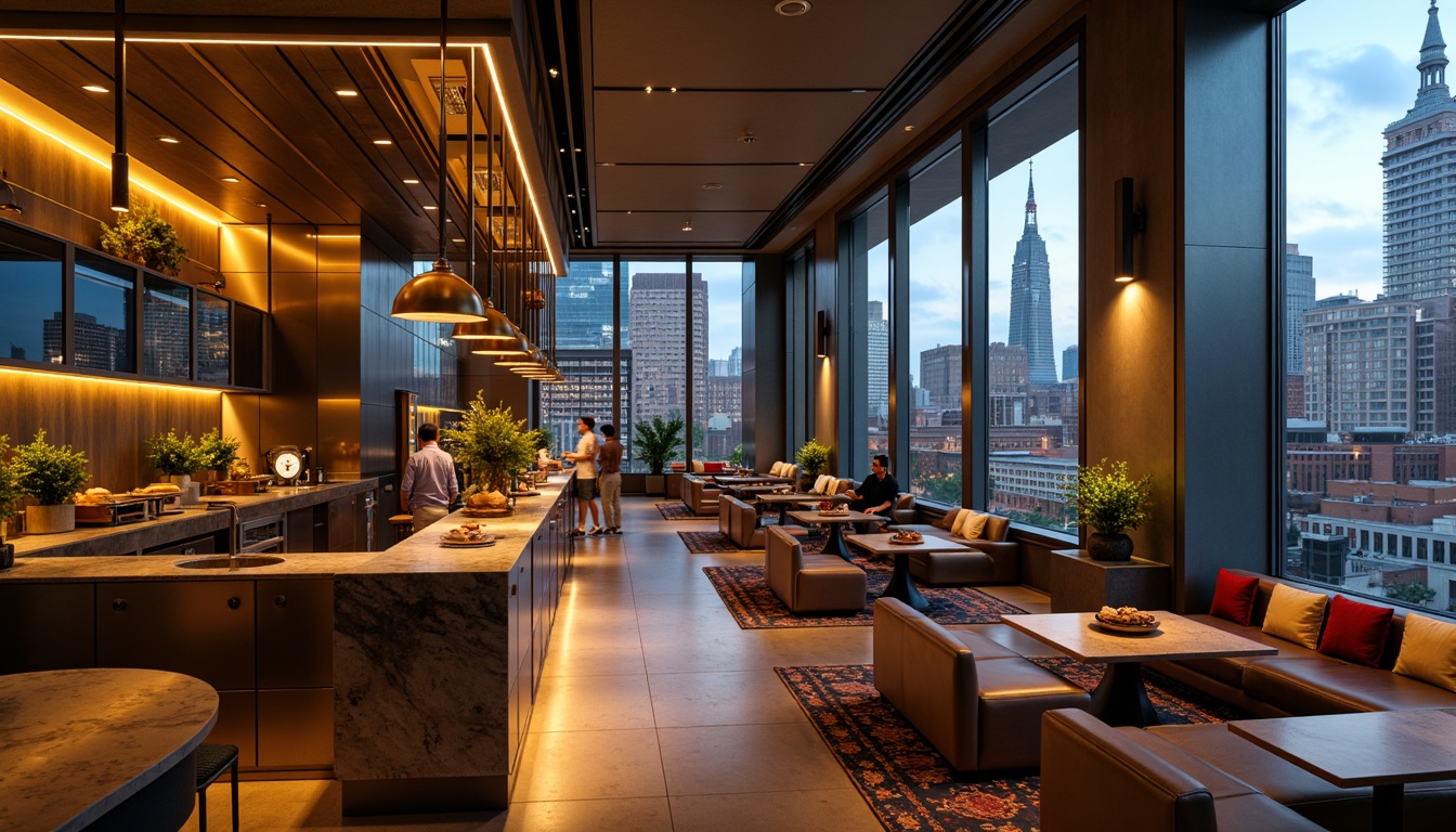 Prompt: Luxurious interior, metallic accents, gold leaf details, sleek lines, modern minimalist decor, polished chrome fixtures, LED ambient lighting, marble countertops, rich wood tones, plush furnishings, sophisticated color palette, urban loft atmosphere, dramatic cityscape views, warm evening glow, shallow depth of field, 1/1 composition, realistic reflections.