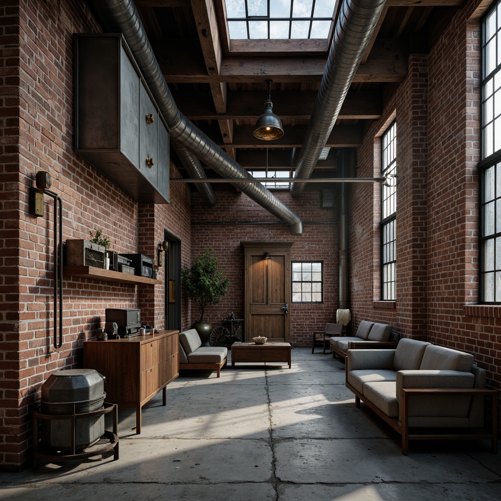 Prompt: Edgy urban landscape, abandoned factory buildings, distressed brick walls, rusty metal pipes, vintage industrial equipment, reclaimed wood accents, exposed ductwork, concrete floors, metallic beams, functional minimalist decor, industrial-style lighting fixtures, moody atmospheric lighting, shallow depth of field, 2/3 composition, dramatic shadows, realistic textures, ambient occlusion.