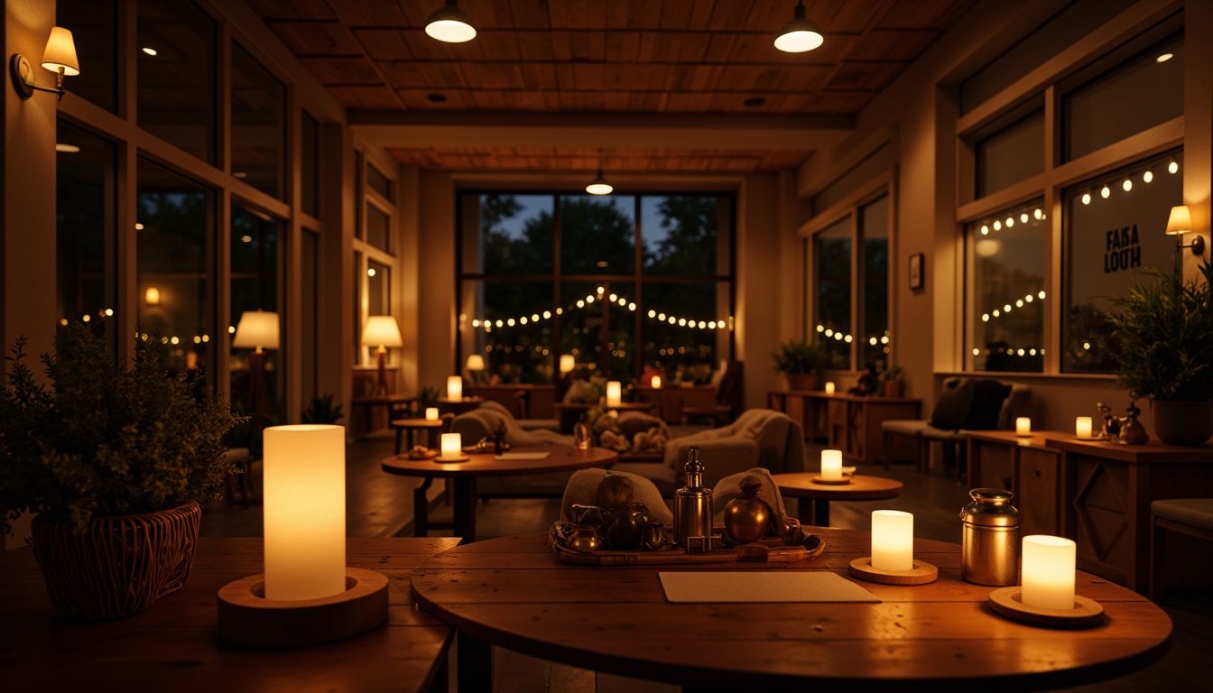 Prompt: Warm candlelight, softbox lights, dimmable LED strips, floor lamps, table lamps, string lights, pendant lights, sconce lights, natural daylight, skylights, clerestory windows, warm color temperatures, cozy atmosphere, intimate settings, relaxing ambiance, calming mood, subtle shadows, gentle highlights, ambient Occlusion, realistic lighting effects.