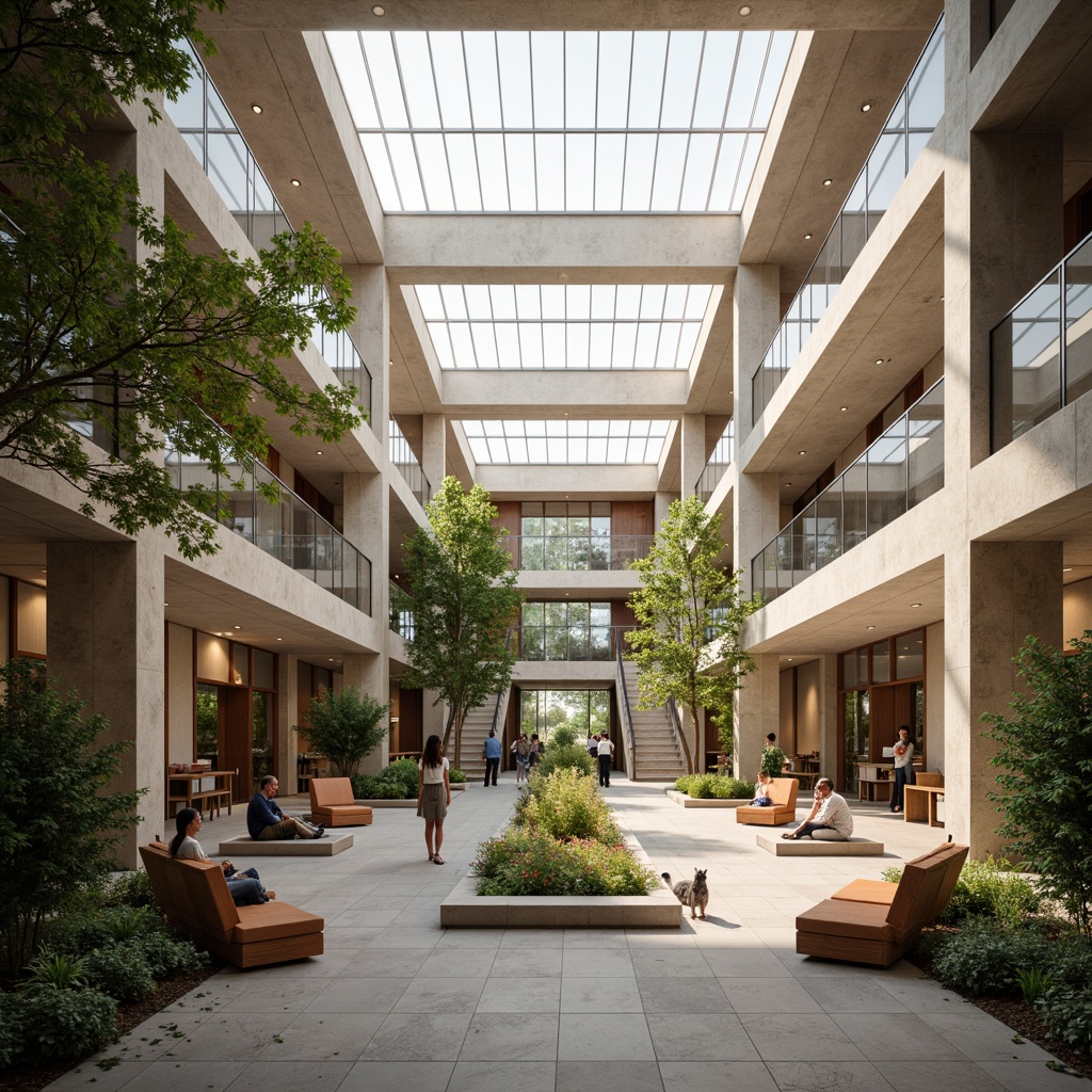 Prompt: Grand courthouse interior, high ceilings, clerestory windows, natural stone walls, wooden benches, elegant staircases, spacious atriums, skylights, transparent glass railings, minimalist decor, abundant greenery, lush plants, soft warm lighting, shallow depth of field, 1/1 composition, realistic textures, ambient occlusion.