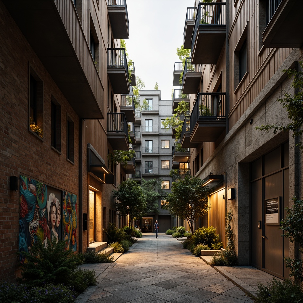 Prompt: Rustic stone walls, weathered wooden planks, distressed metal panels, organic rock formations, intricate mosaics, vibrant street art, urban cityscapes, gritty alleyways, dimly lit corridors, atmospheric fog effects, warm golden lighting, shallow depth of field, 1/2 composition, realistic textures, ambient occlusion.