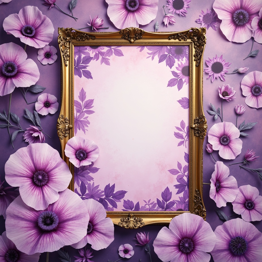 Prompt: Vibrant heliotrope flowers, pastel purple hues, soft pink undertones, whimsical illustrations, delicate watercolor textures, intricate floral patterns, ornate golden frames, luxurious velvet fabrics, rich jewel-toned accents, warm natural light, shallow depth of field, 1/1 composition, romantic ambiance, realistic renderings, ambient occlusion.