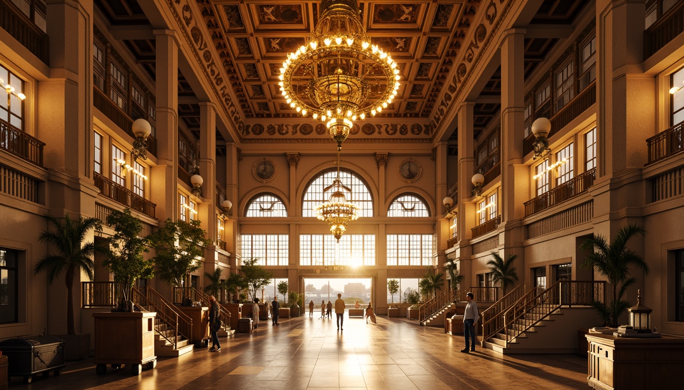 Prompt: Grand Victorian airport terminal, ornate chandeliers, warm golden lighting, intricate stucco ceilings, luxurious velvet drapes, polished marble floors, brass fixtures, vintage luggage carts, classic clock towers, majestic staircases, stained glass windows, soft warm glow, shallow depth of field, 1/1 composition, symmetrical framing, realistic textures, ambient occlusion.